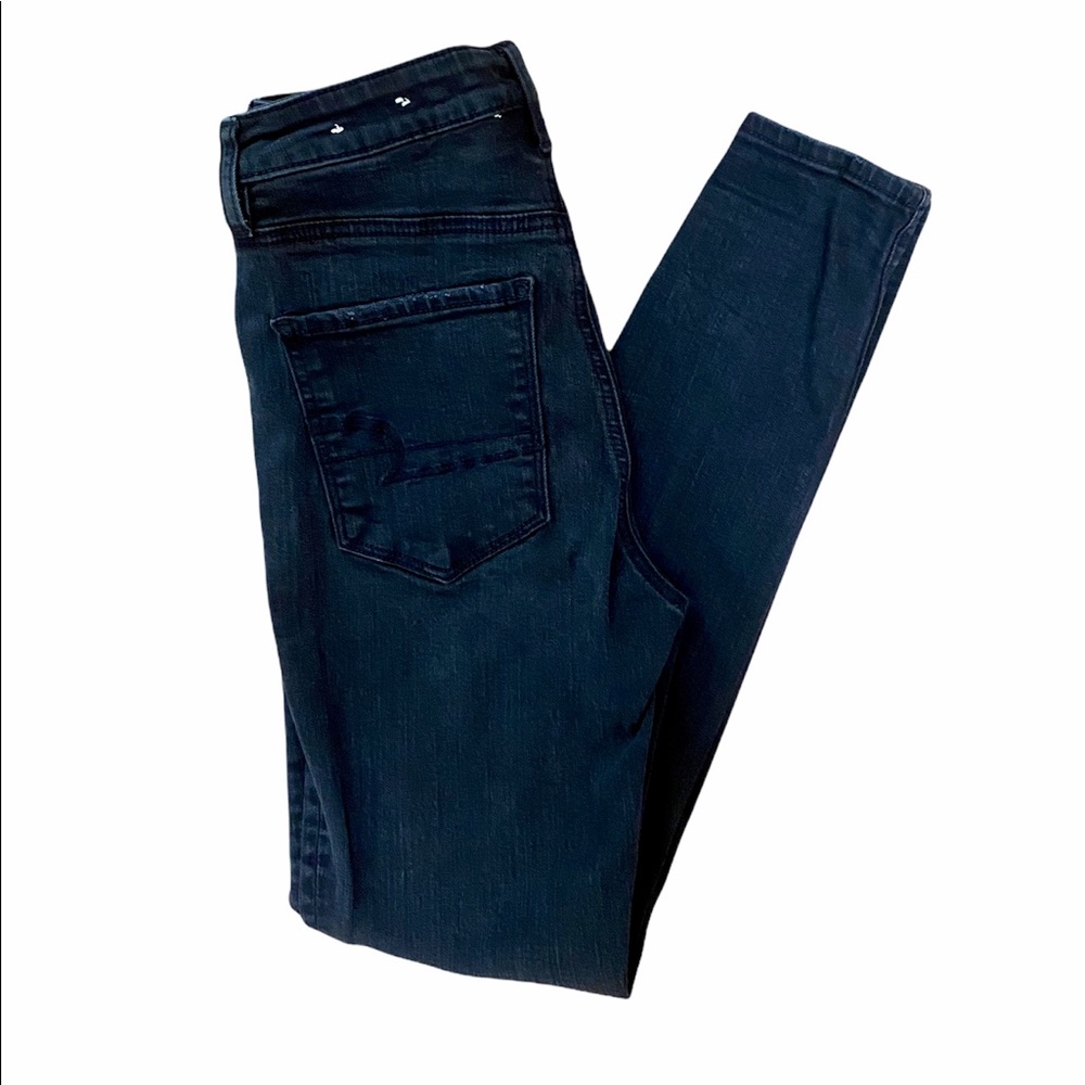 American Eagle Black High Waist Distressed Jeans Womens Size 6